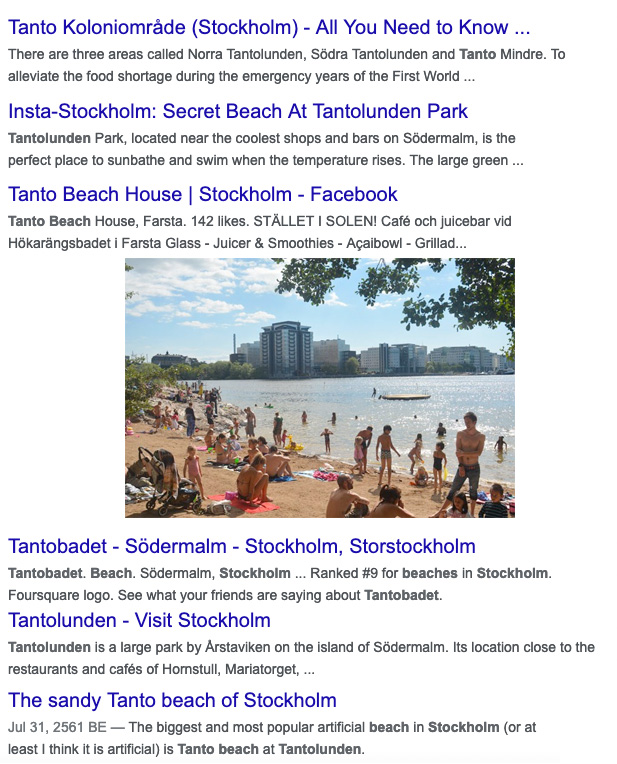 People swimming in the sun on Tanto Beach in Stockholm