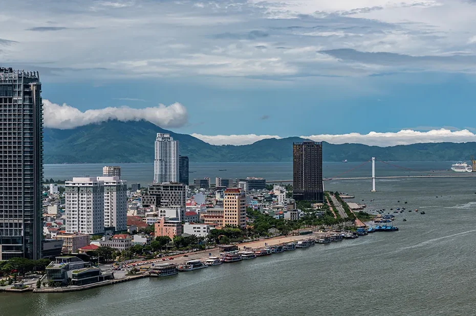 Da Nang skyline and waterfront in Vietnam, a popular base for digital nomads