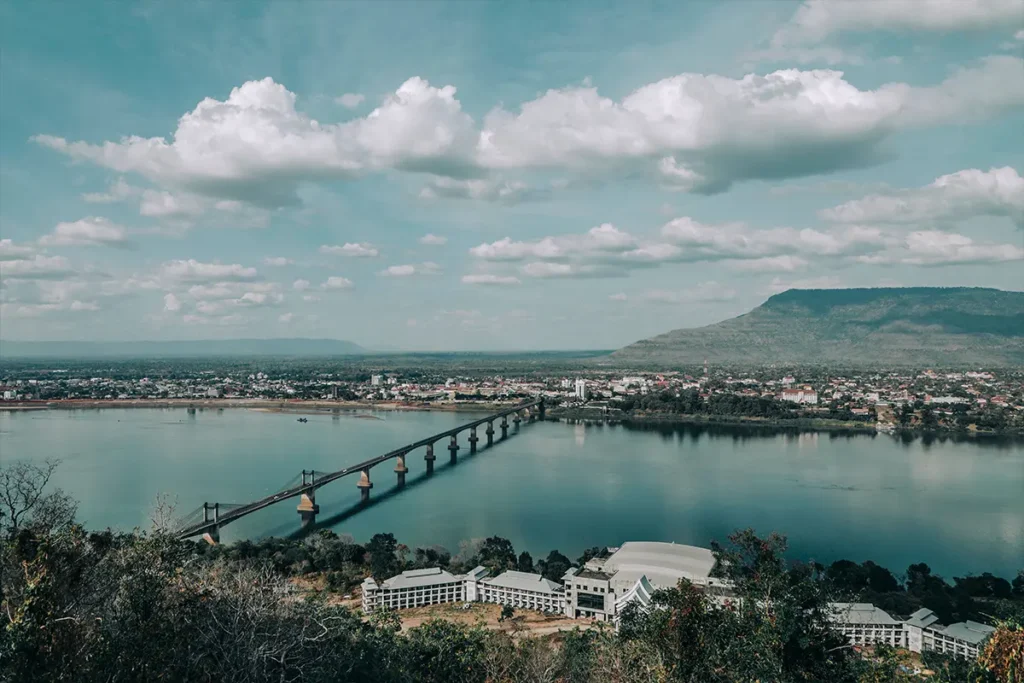 A bridge over the Mekong river in Laos